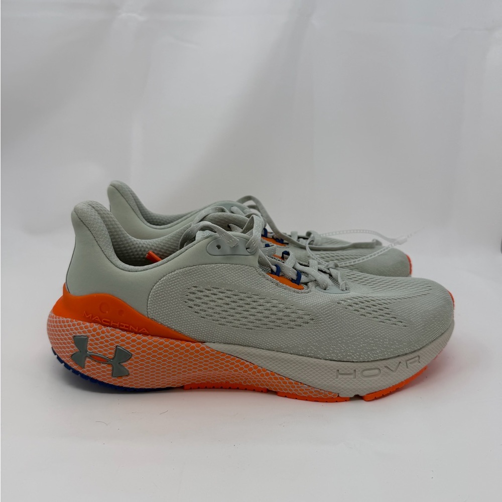 New Under Armour 10.5 HOVR Machina 3 UA Orange Grey Men Road Running Shoes.